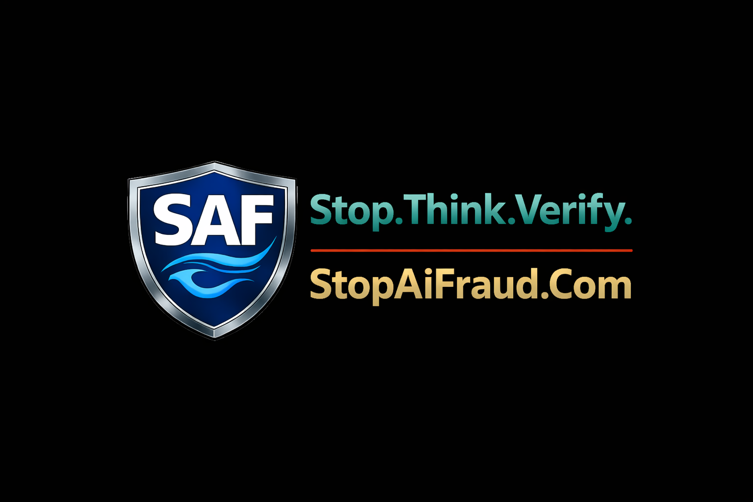 StopAiFraud Logo - Stop. Think. Verify.