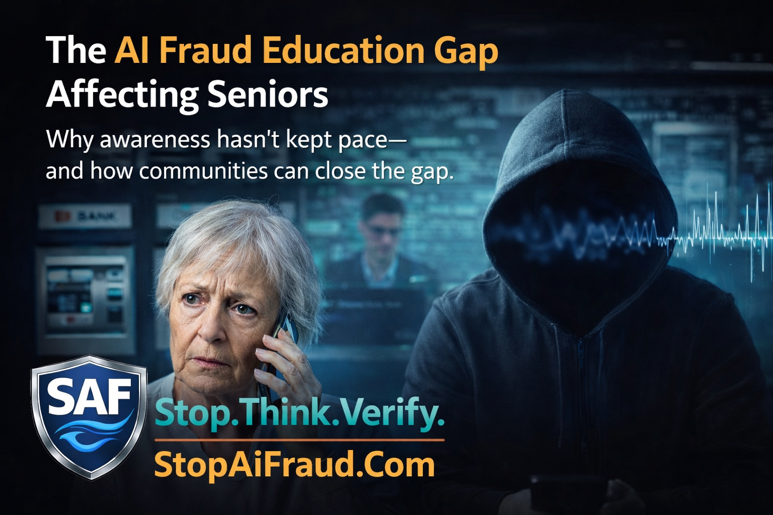 Senior receiving a phone call illustrating AI-driven fraud risks and the need for updated fraud education